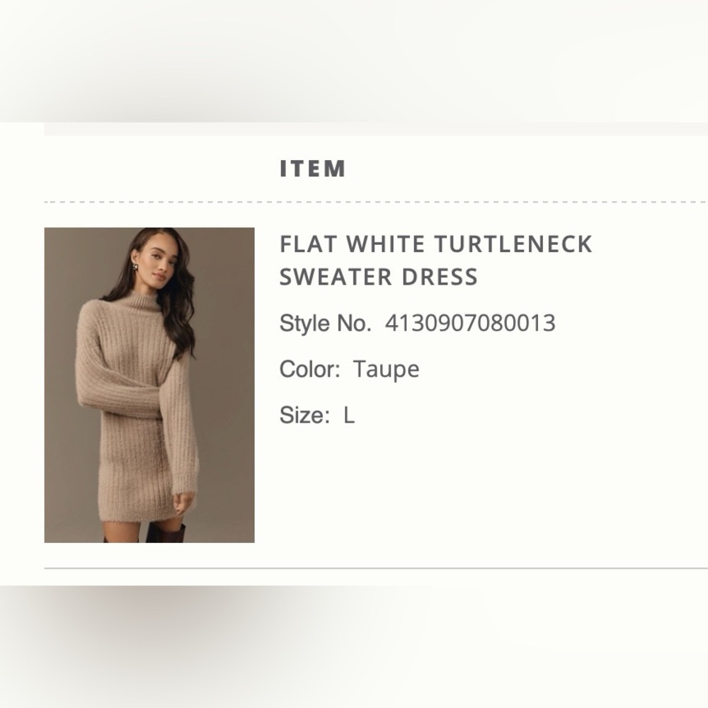 Anthropologie Taupe Turtleneck Sweater Dress
